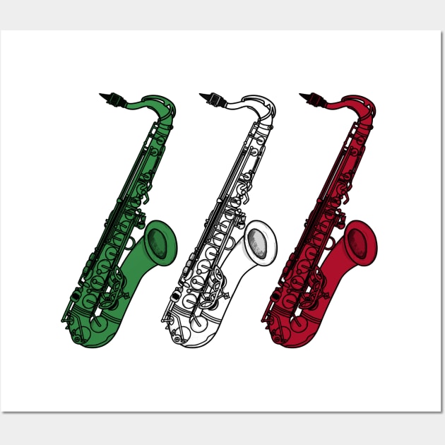 Saxophone Italian Flag Saxophonist Sax Player Italy Wall Art by doodlerob
